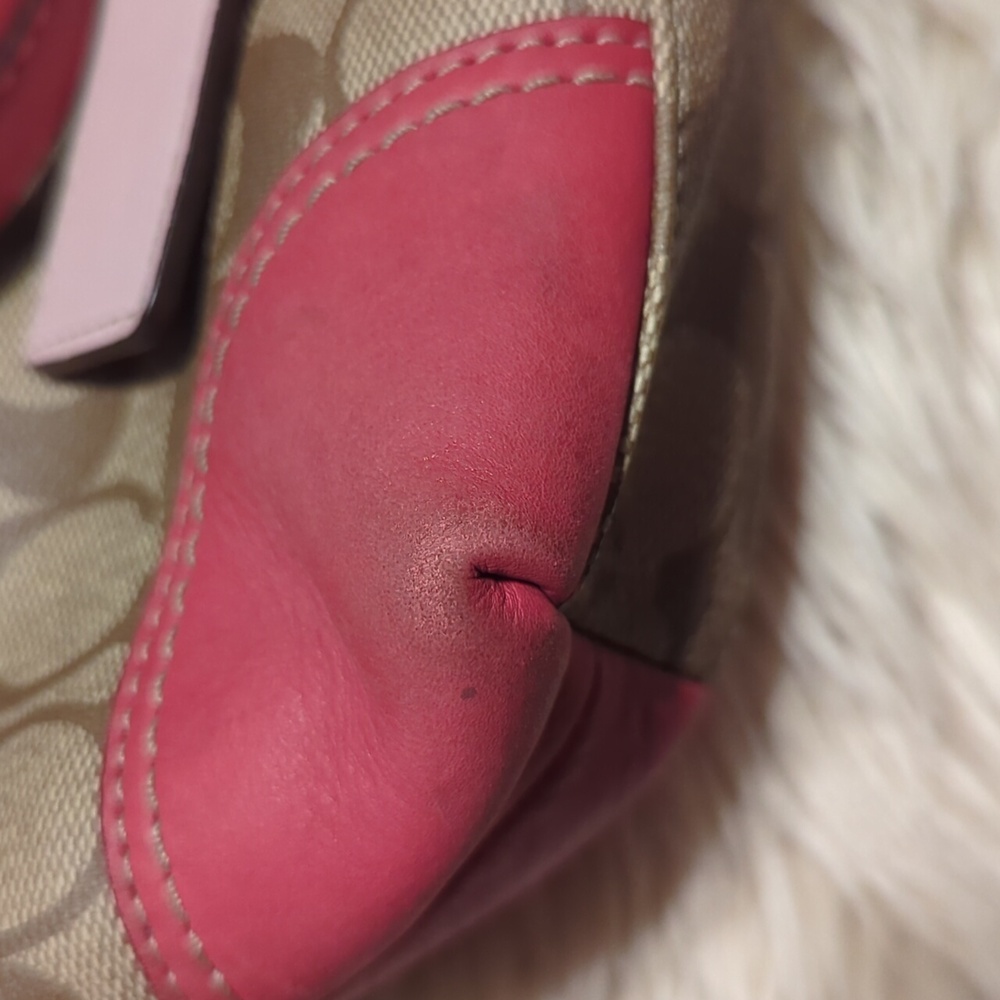 Coach Signature Canvas Tote Bag - Pink and Tan - Picture 14 of 16